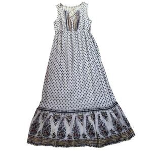 Old Navy Tiered Hem Floral Maxi Dress Size M Tassel Cottage Vacation